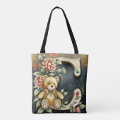 Bloemige teddybeer letter C Tote Bag (Achterkant)