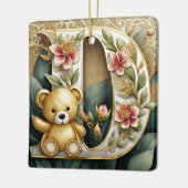 Bloemige teddybeer letter D Keramisch Ornament (Links)