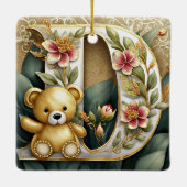 Bloemige teddybeer letter D Keramisch Ornament (Achterkant)