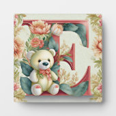 Bloemige teddybeer letter E Fotoplaat (Voorkant)