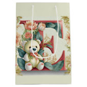 Bloemige teddybeer letter E Medium Cadeauzakje (Achterkant)