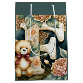 Bloemige teddybeer letter F Medium Cadeauzakje (Achterkant)