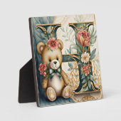 Bloemige teddybeer letter H Fotoplaat (Voorkant)