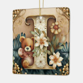 Bloemige teddybeer letter I Keramisch Ornament (Links)