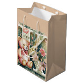 Bloemige teddybeer letter K Medium Cadeauzakje (Voorkant Gekanteld)