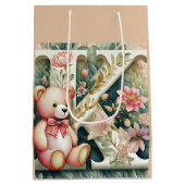 Bloemige teddybeer letter K Medium Cadeauzakje (Achterkant)