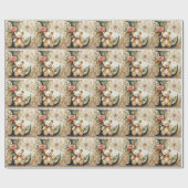 Bloemige teddybeer letter L Cadeaupapier (Vlak)