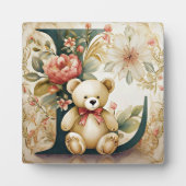 Bloemige teddybeer letter L Fotoplaat (Voorkant)