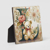 Bloemige teddybeer letter L Fotoplaat (Voorkant)