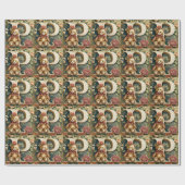 Bloemige teddybeer letter P Cadeaupapier (Vlak)