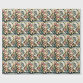 Bloemige teddybeer letter R Cadeaupapier (Vlak)