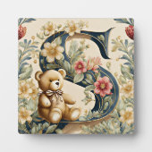 Bloemige teddybeer letter S Fotoplaat (Voorkant)