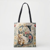 Bloemige teddybeer letter S Tote Bag (Voorkant)