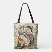 Bloemige teddybeer letter S Tote Bag (Achterkant)
