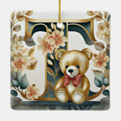 Bloemige teddybeer letter T Keramisch Ornament (Achterkant)