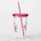 Bloemige teddybeer met hart acryl drinkbeker (Links)