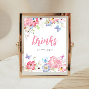 Bloemige Teken voor Drankjes voor Baby Shower met Poster