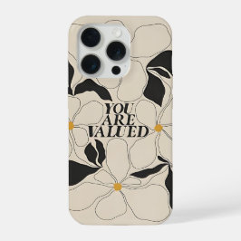 Bloemige telefoonhoes – Minimale Zelfliefde iPhone 15 Pro Case