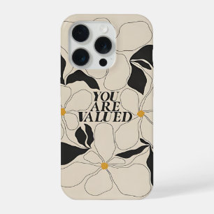 Bloemige telefoonhoes – Minimale Zelfliefde iPhone 15 Pro Case