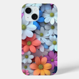 Bloemige telefoonhoesje met kleurrijke bloemen iPhone 15 case