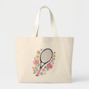 Bloemige Tennis Tote Tas Cute Tennis Racket Bloeme