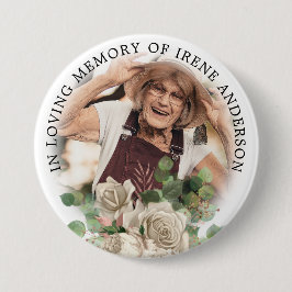 Bloemige ter nagedachtenis | Herinneringsfoto Ronde Button 7,6 Cm