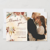 Bloemige Terracotta Boho Bruidsfeest Foto Bedankkaart (Voorkant)