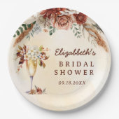 Bloemige Terracotta Boho Bruidsmeisjes Borrel  Papieren Bordje (Voorkant)