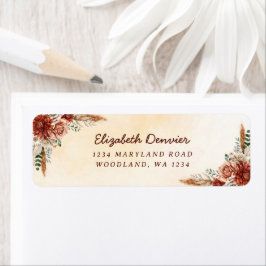 Bloemige Terracotta Boho Bruidsuitnodiging Etiket
