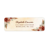 Bloemige Terracotta Boho Bruiloft Feest Etiket (Voorkant)