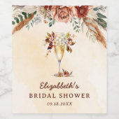 Bloemige Terracotta Boho Bruiloft Feest Wijn Etiket (Enkel label)