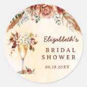 Bloemige Terracotta Boho Bruiloftsborrel  Ronde Sticker (Voorkant)