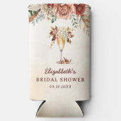 Bloemige Terracotta Boho Bruiloftsfeest  Seltzer Blikjeskoeler (Voorkant)