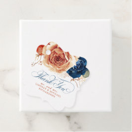 Bloemige Terracotta Navyblauwe Boho Trouw Dank Je Bedankjes Labels