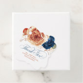 Bloemige Terracotta Navyblauwe Boho Trouw Dank Je Bedankjes Labels (In situ)