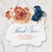 Bloemige Terracotta Navyblauwe Boho Trouw Dank Je Bedankjes Labels (Voorkant)