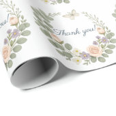 Bloemige thank you sticker cadeaupapier (Rol Hoek)