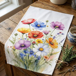Bloemige Theedoeken, Wilde Bloemen Handdoek, Lente Theedoek