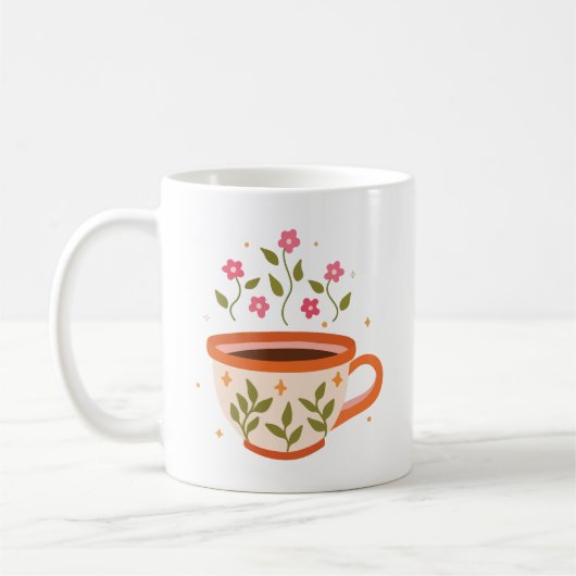 Bloemige theekop koffiemok (Links)