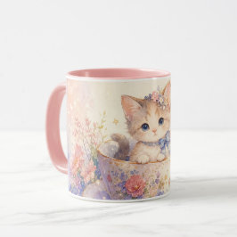 Bloemige Theekopjes Kitten Mok