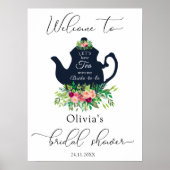 Bloemige theeparty bruiloftsshower welkomstbord poster (Voorkant)