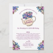 Bloemige Theepot 50e Verjaardagskaart Shower per P Kaart (Voorkant)