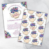 Bloemige Theepot 50e Verjaardagskaart Shower per P Kaart