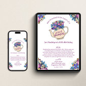 Bloemige Theepot 50e Verjaardagskaart Verstuur een Kaart