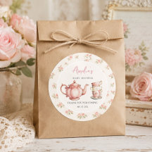 Bloemige Theepot en Theekopjes Roze Baby Shower