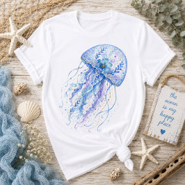 Bloemige Thema Aardewerk Kunst Kwallen T-shirt