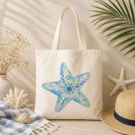 Bloemige Thema Aardewerk Kunst Zeester Tote Bag