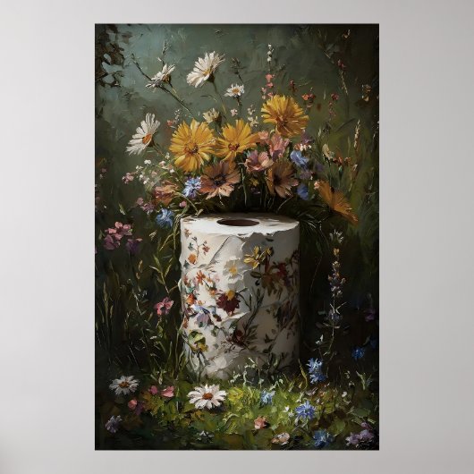 Bloemige Toiletpapierrolprint, Dark Academia Poster (Voorkant)