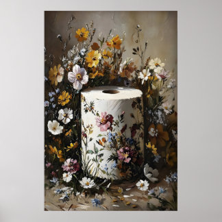 Bloemige Toiletpapierrolprint, Dark Academia Poster