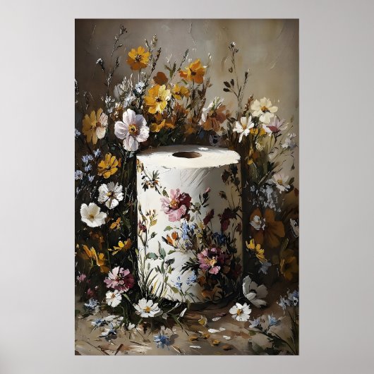 Bloemige Toiletpapierrolprint, Dark Academia Poster (Voorkant)